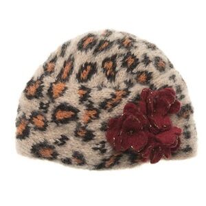 Felt Flower Leopard Hat French Knot